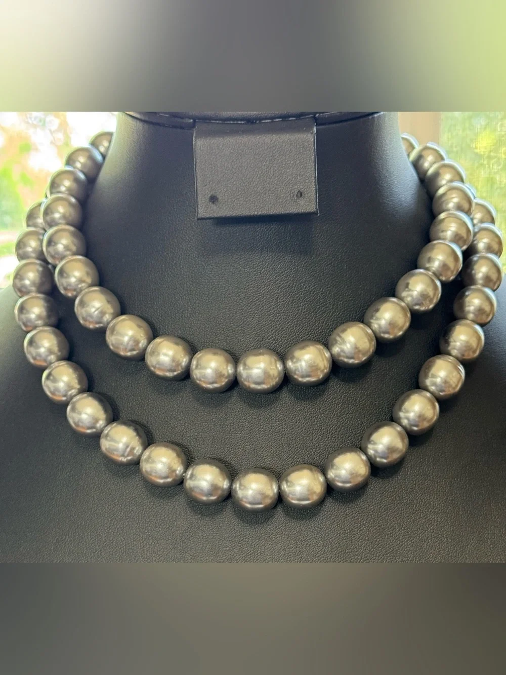 Faux Pearl double strand choker style Silver Grey Necklace - Picture 1 of 4